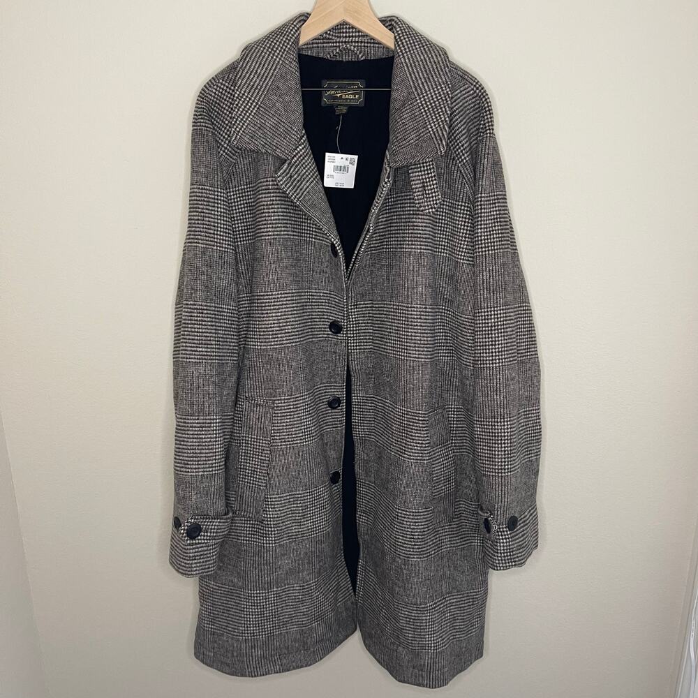 New American Eagle Gray Plaid Peacoat Button Front Womens  - Size XXXL / 3X
